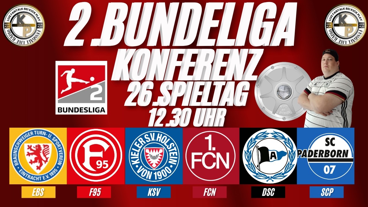LIVE 2.Bundesliga Konferenz 26.Spieltag #EBS#F95 #KSV#FCN #DSC#SCP Live Reaktion