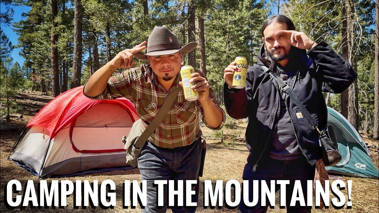 Camping With Cuervo In The Mountains! Bowdrill Fire, Pan-fried Bear Sausage, Cold Beer & Guitar!