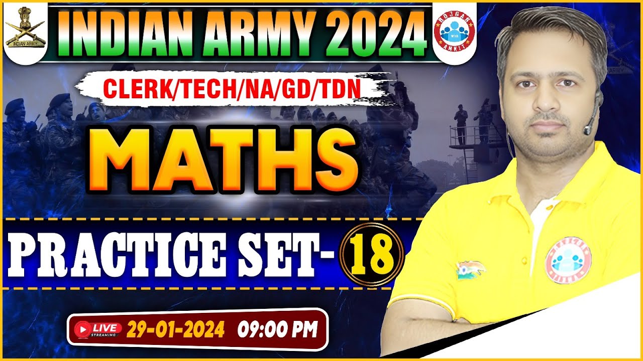 Indian Army 2024 | Army Clerk/Tech/NA/GD/TDN Maths Practice Set #18, Maths PYQ's By Rakesh Sir