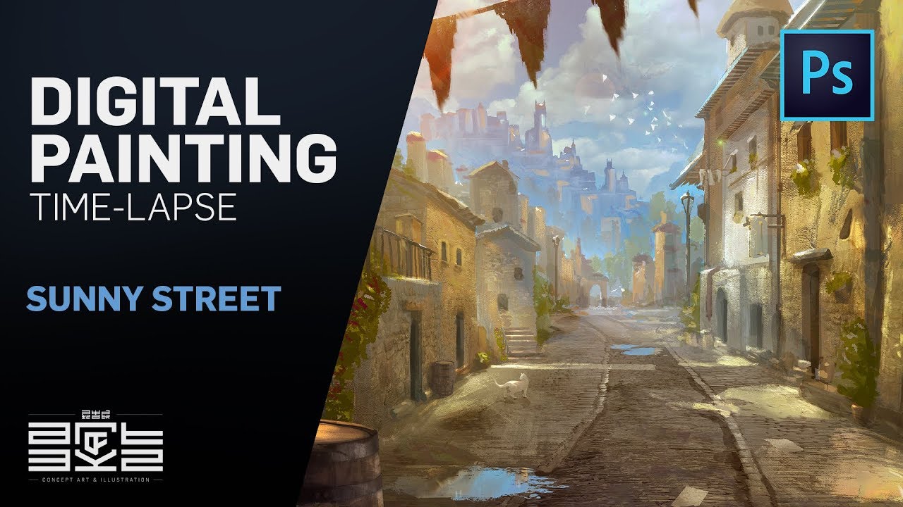 Sunny Street: Digital Painting Time-Lapse
