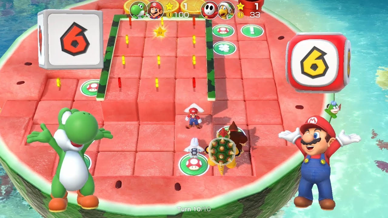 Super Mario Party Partner Party #204 Watermelon Walkabout Yoshi & Mario vs Shy Guy & Hammer Bro