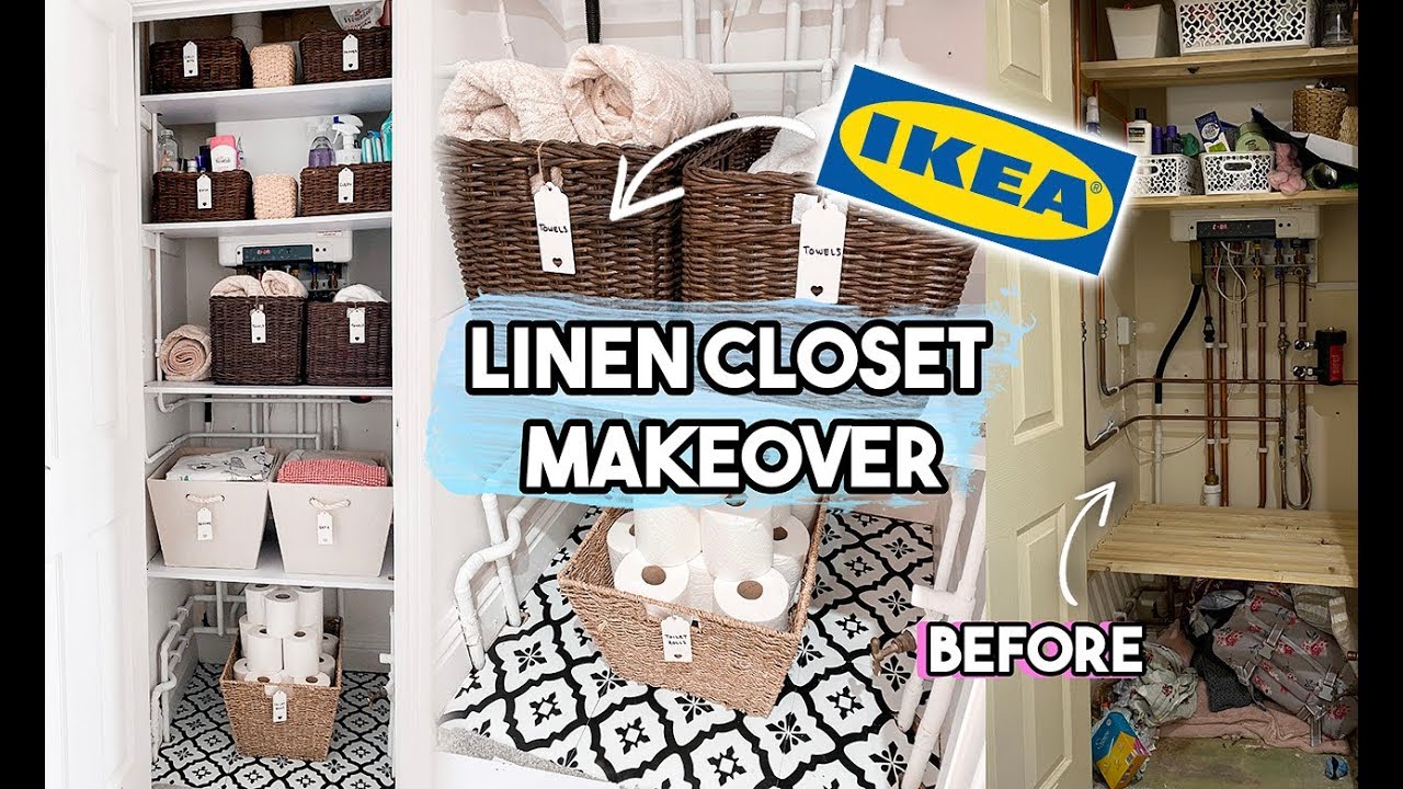 LINEN CLOSET ORGANISATION AND MAKEOVER USING IKEA STORAGE | AIRING CUPBOARD TRANSFORMATION