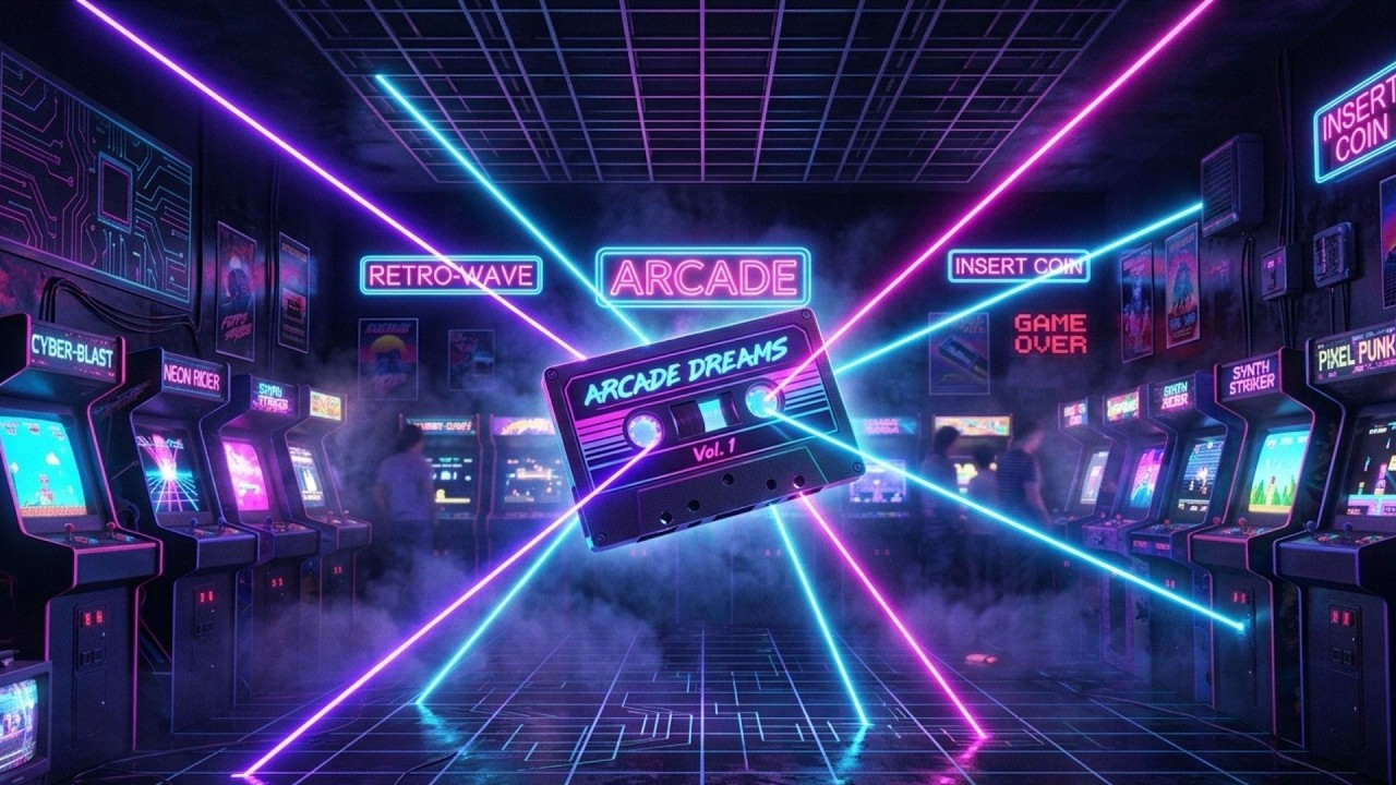 🎬 Arcade Dreams 🕹️✨ Retro Gaming Atmosphere | Synthwave for Focus & Relaxation