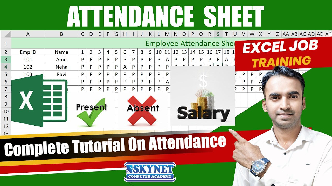 Excel Attendance Sheet with Automatic Salary Calculation | Present Absent in Excel Hindi #excel