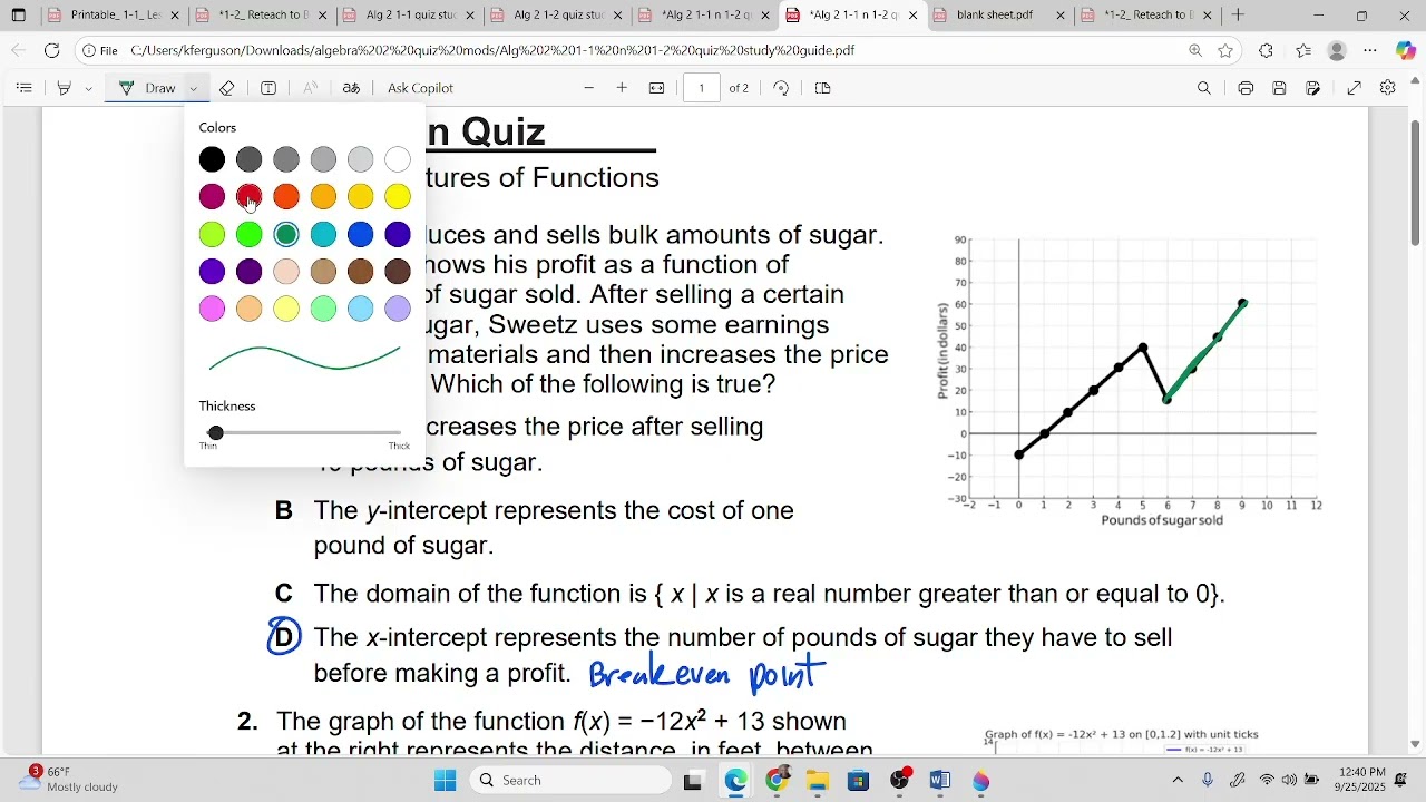 Algebra II quiz study guide part 1