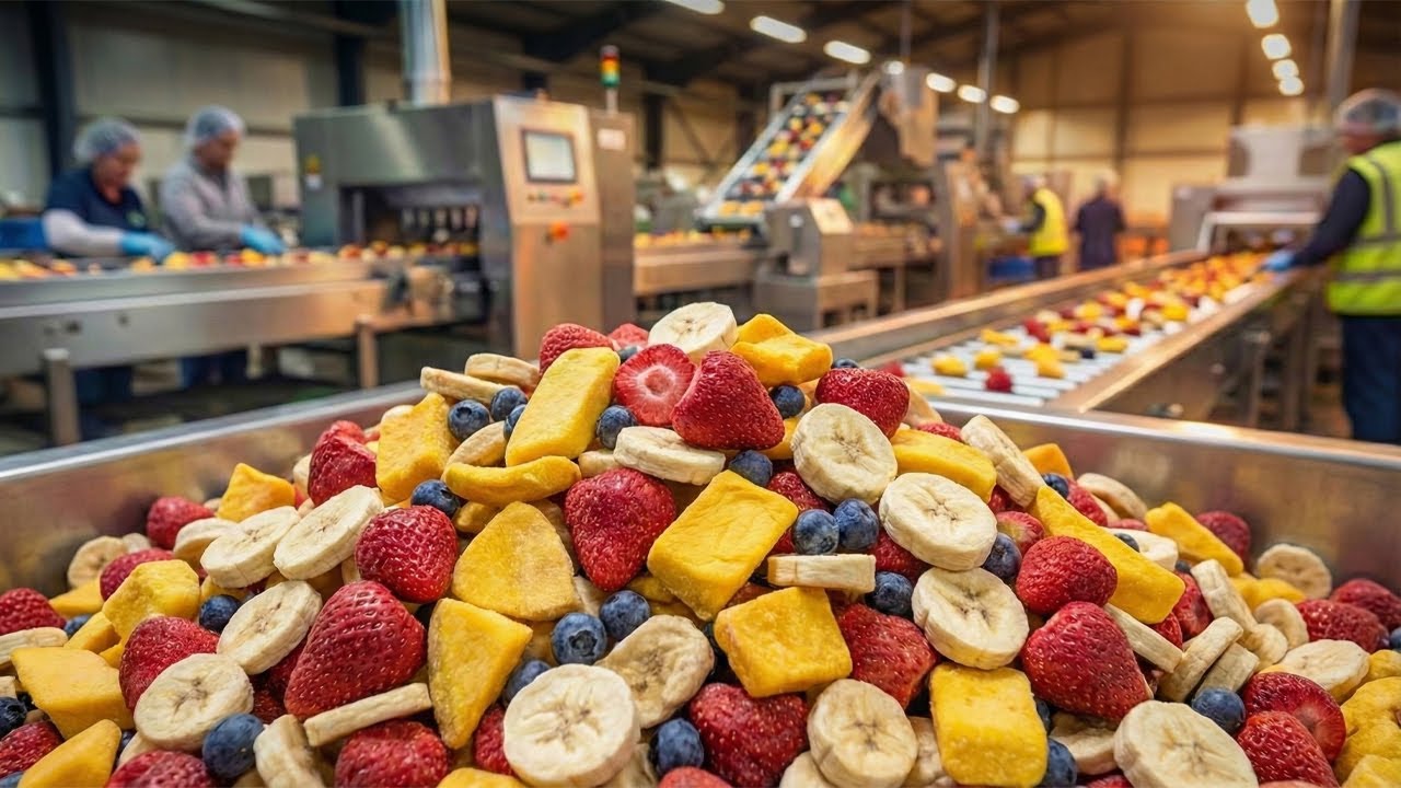 Inside a Modern Freeze-Dried Fruit Factory (The Complete Process)