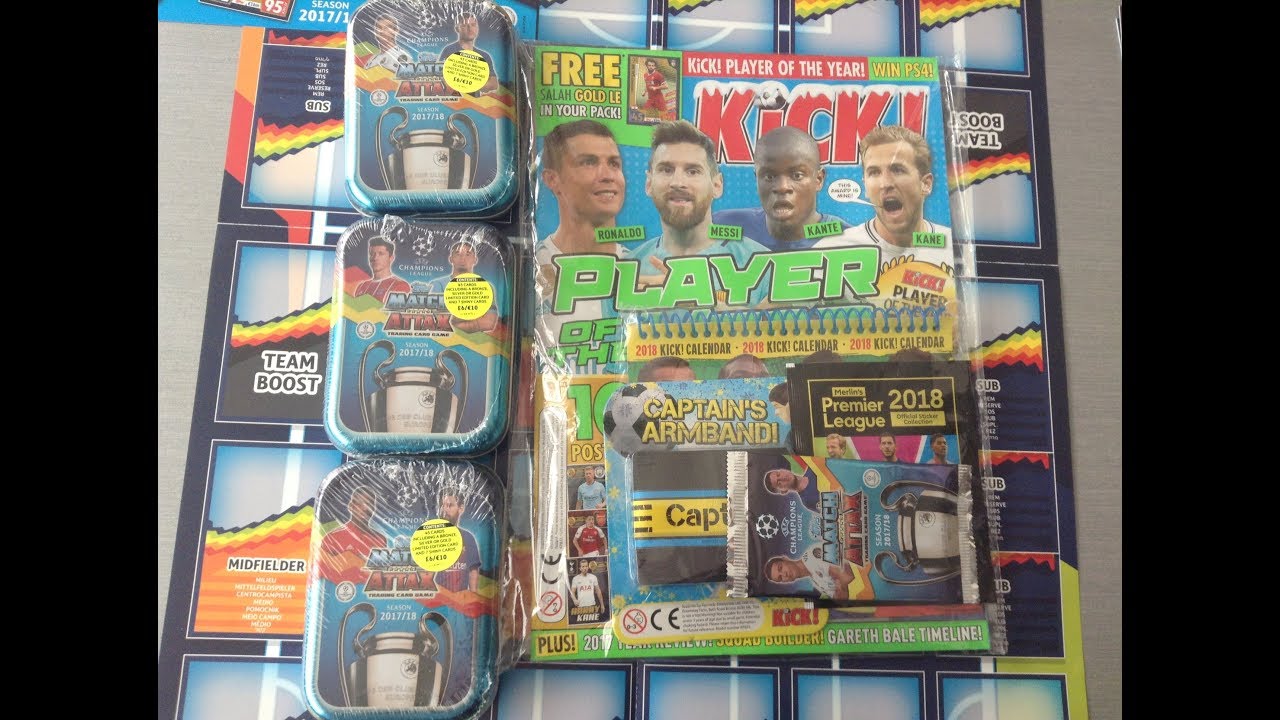 TOPPS MATCH ATTAX CHAMPIONS LEAGUE 17/18 **3 UK MINI TINS & KICK MAG #150**