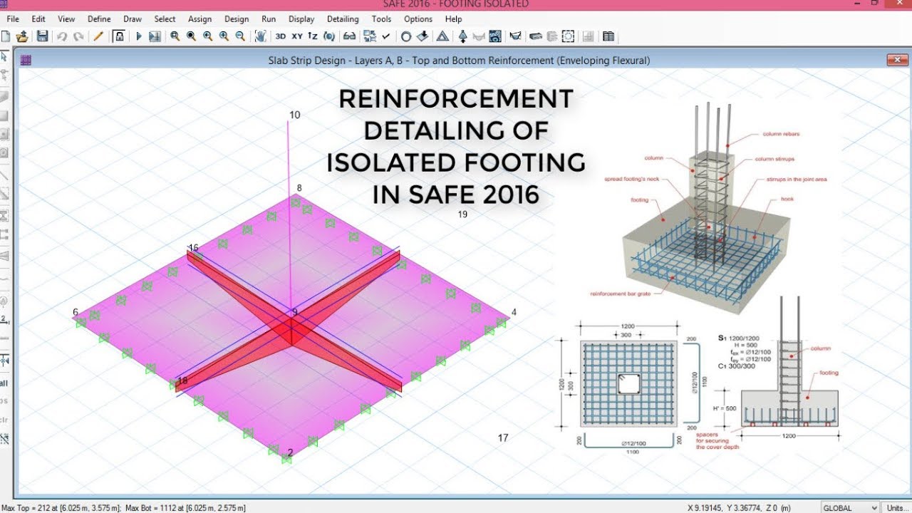 Reinforcement Detailing of Isolated Footing in Safe 2016