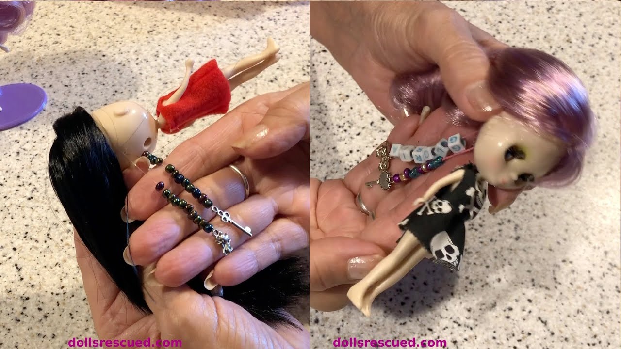 Petite Mini Blythe Doll ~Two Pull String with Beads Charms Eye Open Close~ Tutorial DIY How To