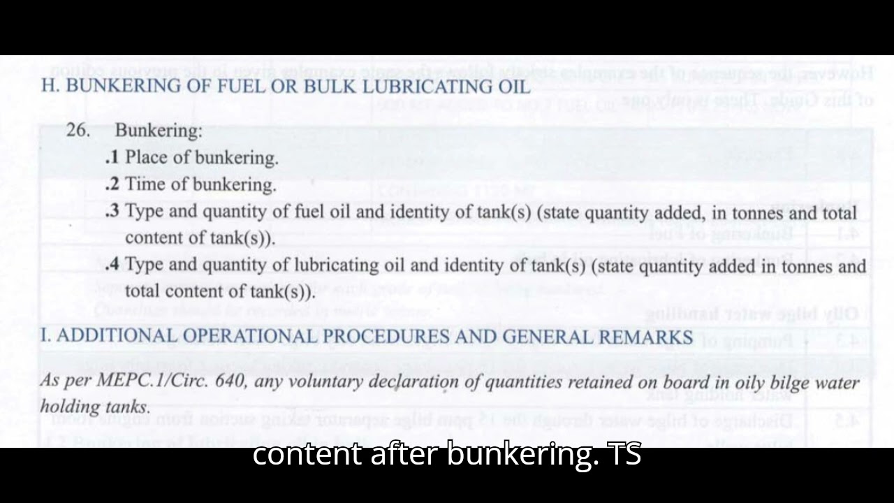 008 Oil Record Book Code H and I
