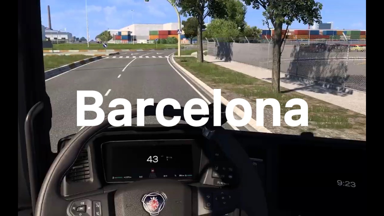 Kör igenom städer i ETS2, Barcelona, Scania R