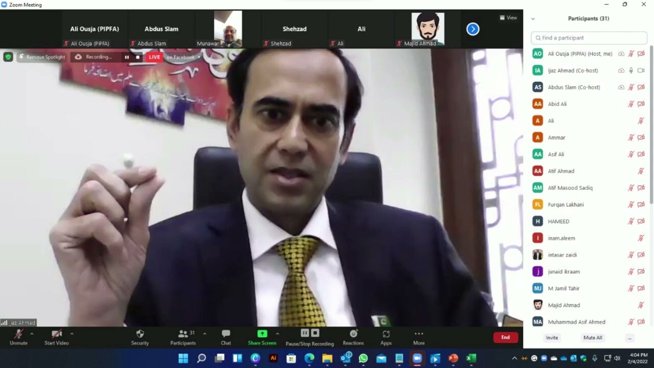 Pakistan Single Window, Webinar via Pakistan Institute of Public Finance Accountants (PIPFA)