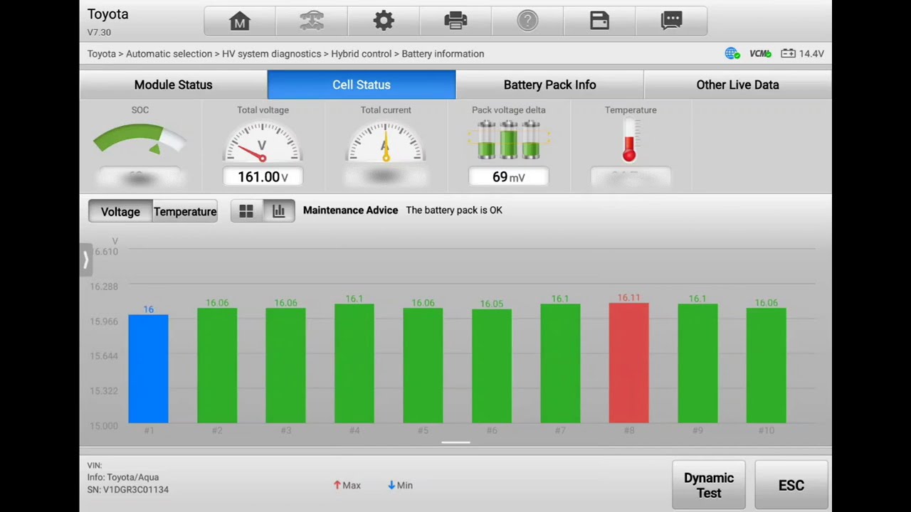 Pre purchase inspection Toyota Aqua hybrid battery capacity test by Incar Automotive 