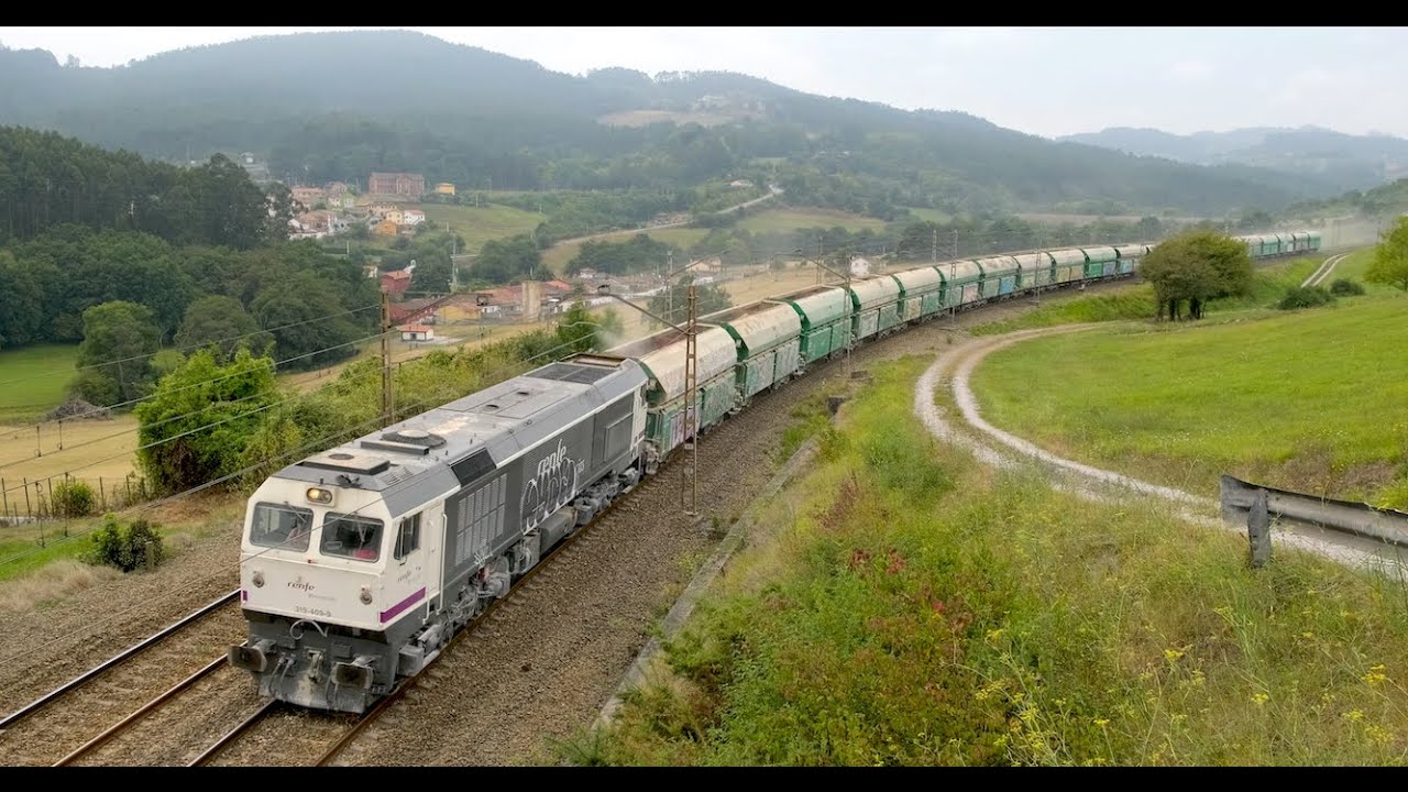 Trenes Villabona un poblado ferroviario auténtico en Asturias. Renfe Mercancías Captrain LCR 2021🚂🏘️