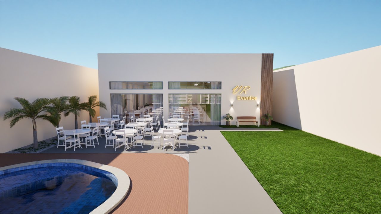 Projeto 3D Espetacular de Espaço de Eventos | Lote 15x40m no Alto da Serra