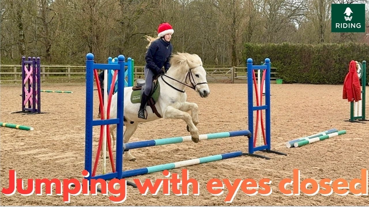 First time jumping with my eyes closed, horse riding at Wellington Riding