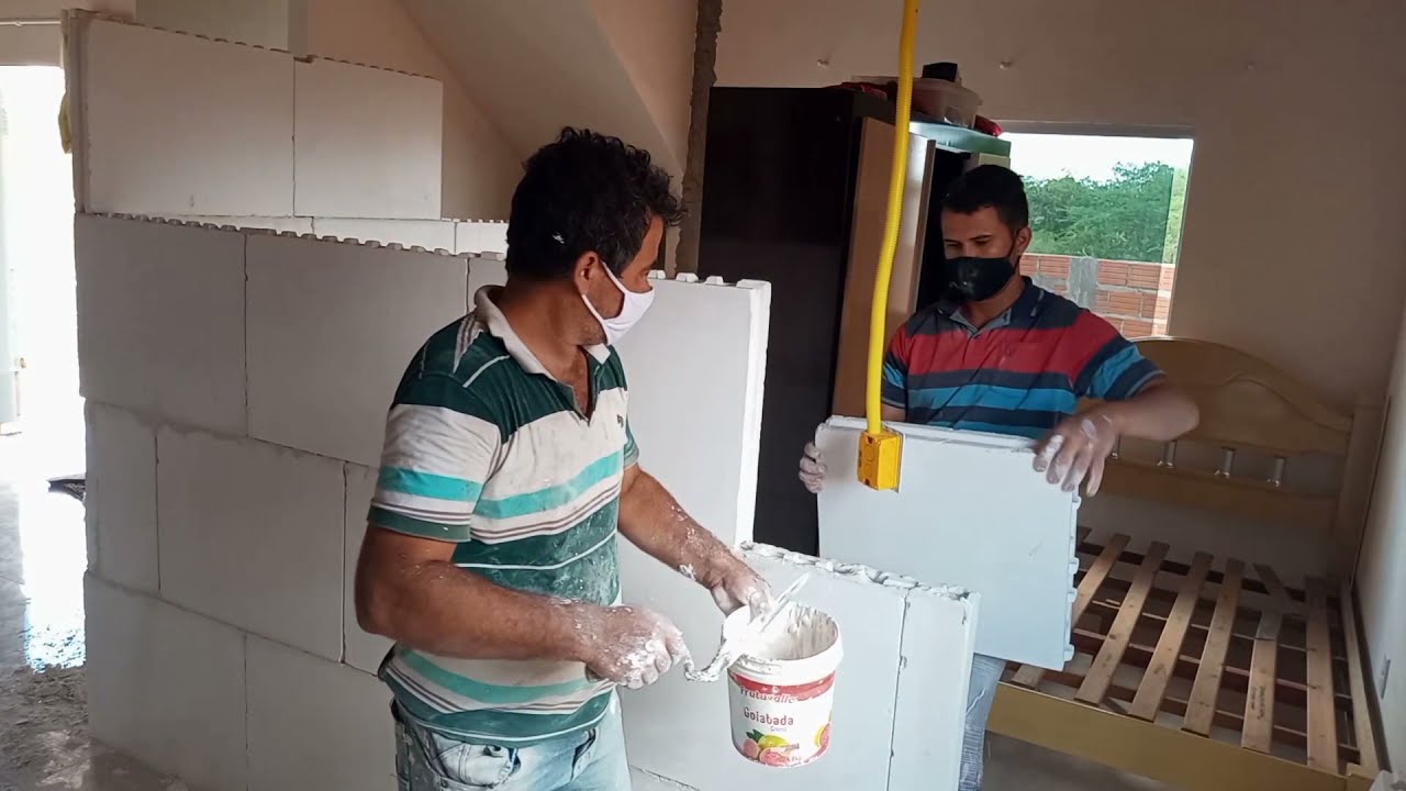 fazendo divisória de quarto com bloco de gesso @jairconstrucao