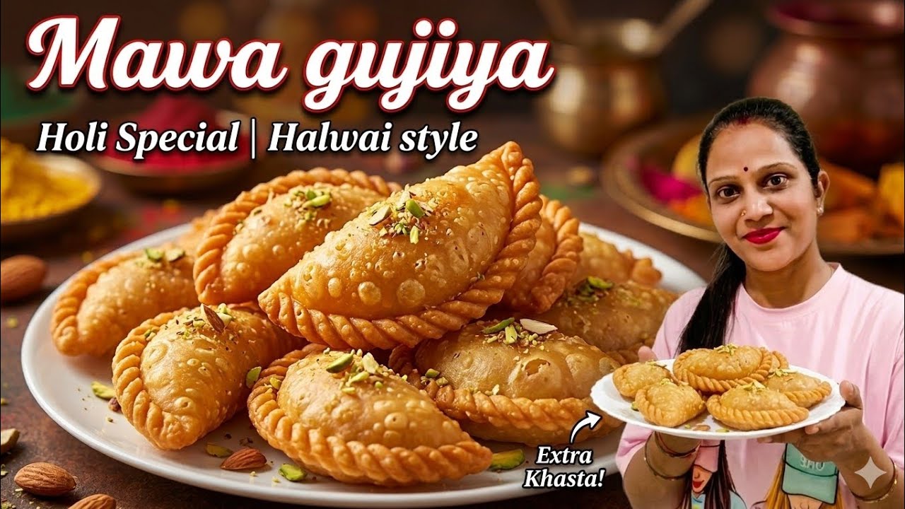 Mawa Gujiya Recipe | Crispy Khoya Gujiya at Home