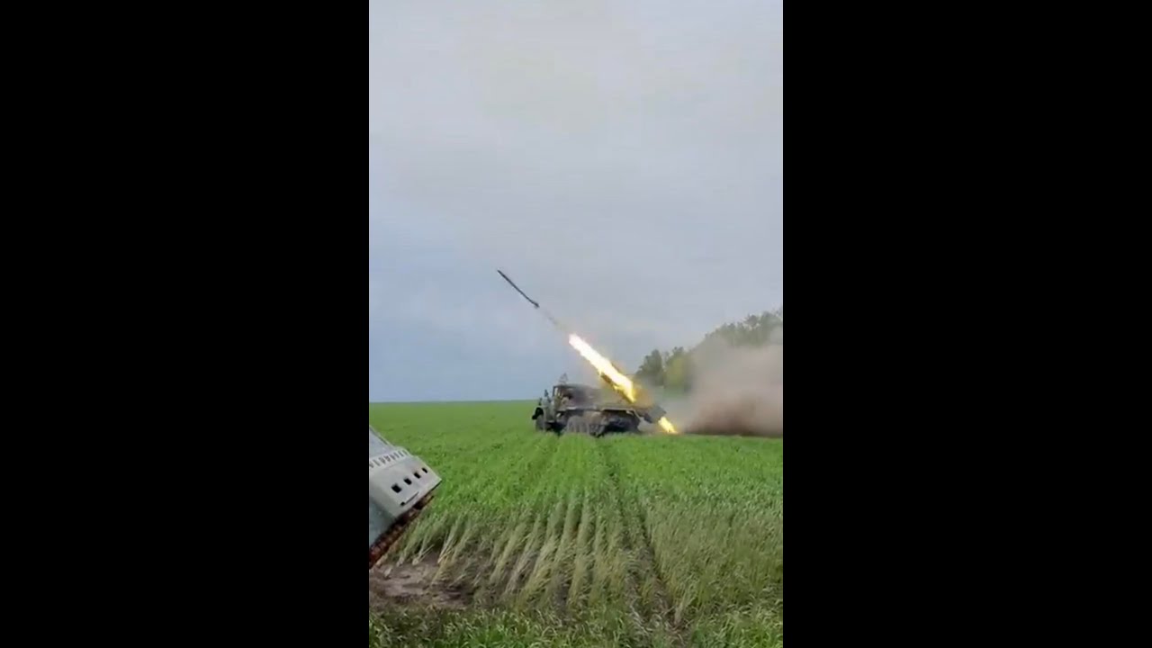 Ukraine fires a salvo on Russian positions from a BM-21 