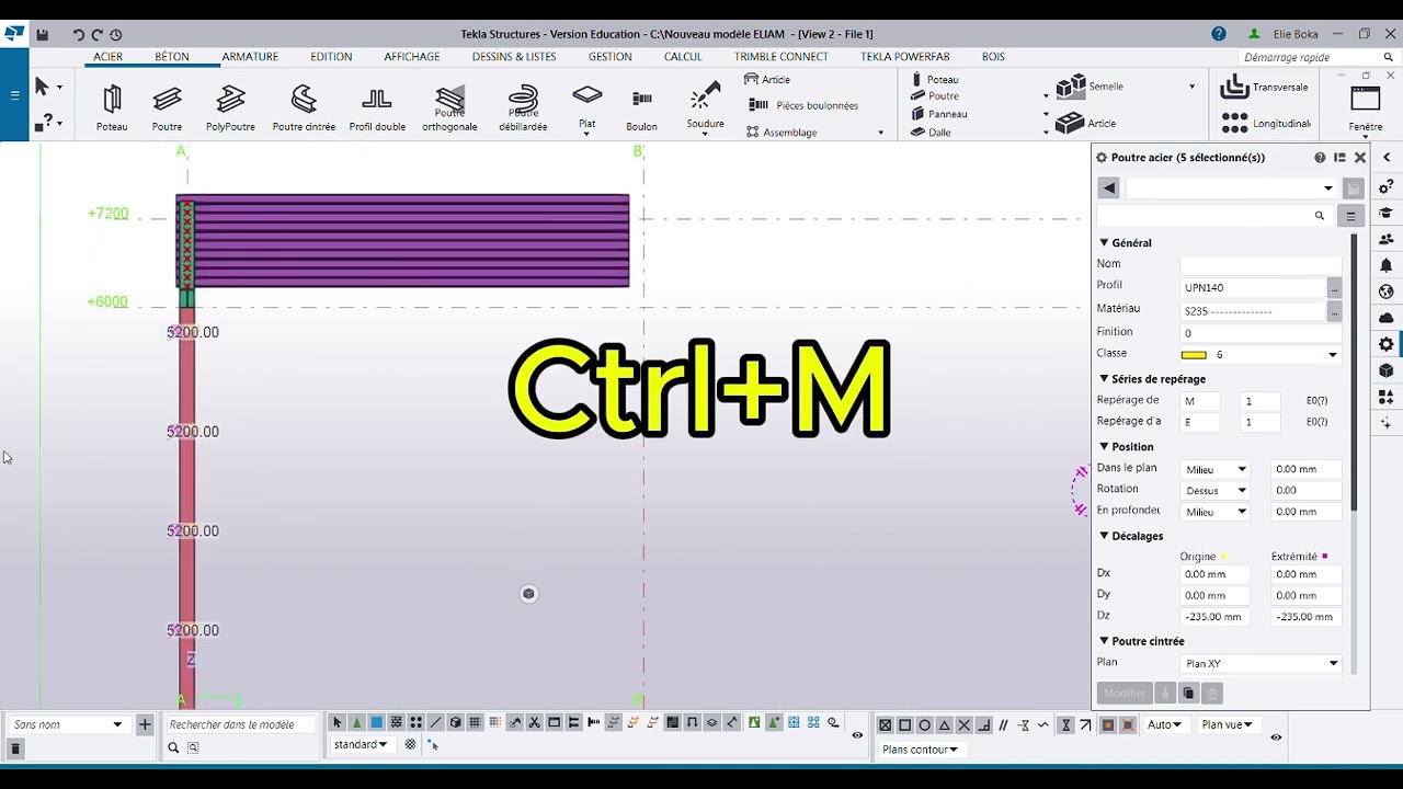 Comment déplacer les lisses sur TEKLA