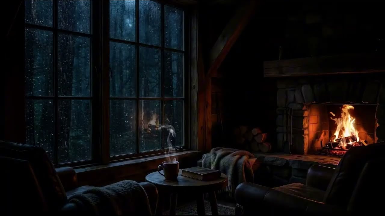 It’s Pouring Outside. Rainy Night in a Cozy Cabin 🌧️🔥  Rain Sounds for Deep Sleep (8 Hours)