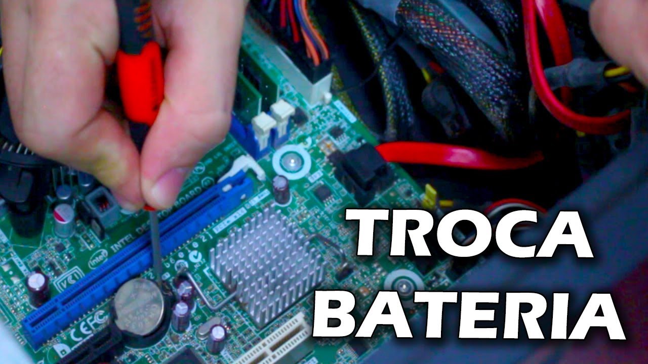 Como Trocar a bateria da placa m&atilde;e (PC problema data e hora)