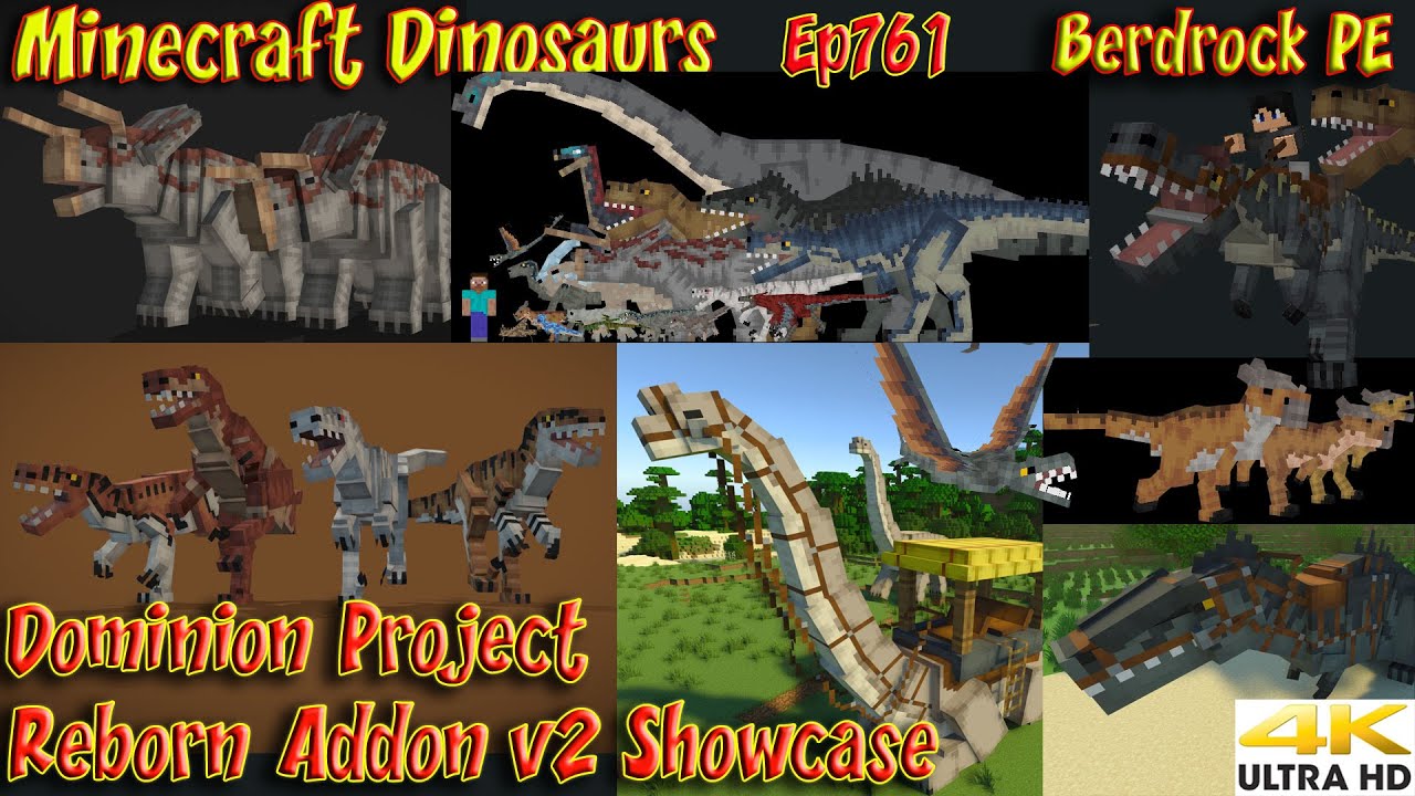 Dominion Project Reborn Addon v2 Update Showcase Bedrock PE Dinosaur Minecraft Dinosaurs Ep761
