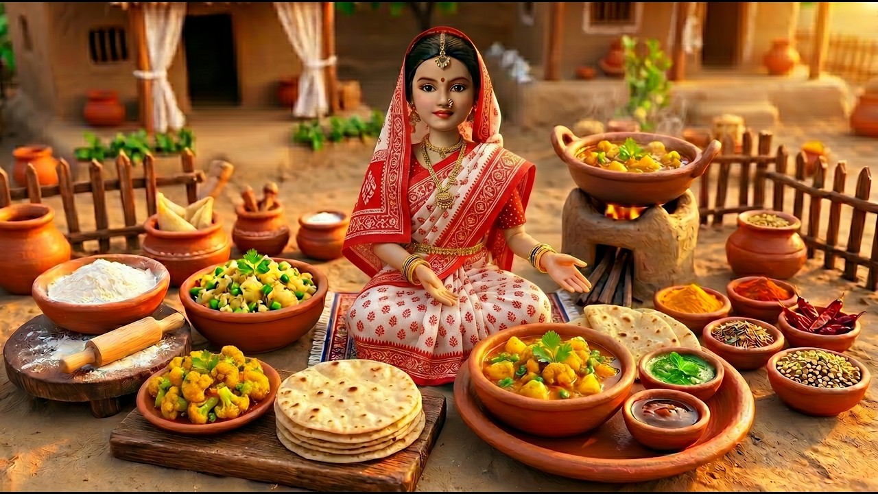 Miniature Doll Aloo Gobi ASMR | Indian village Tiny Kitchen Story | Bed Time Relaxing Story