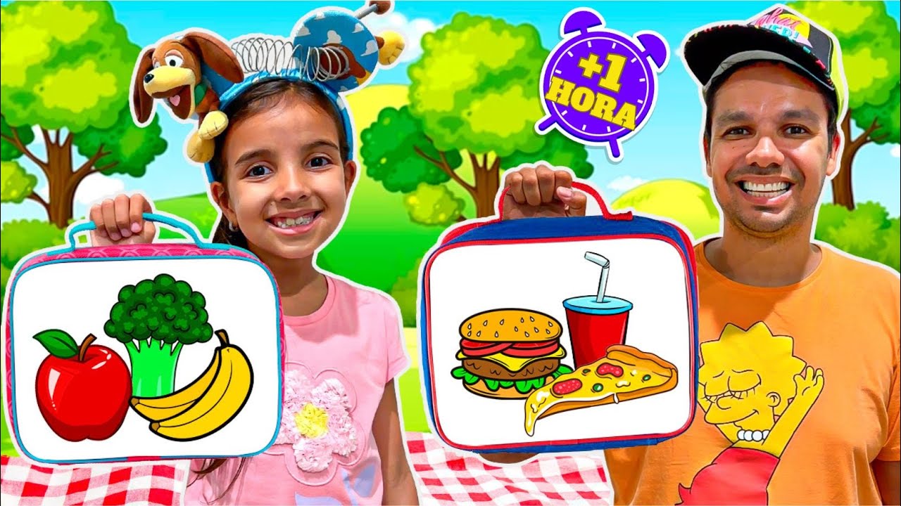 Manu e papai vão a um piquenique para almoçar
