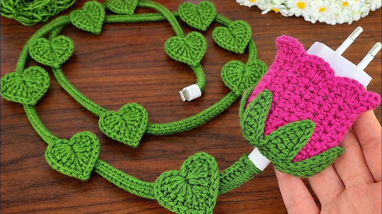 Don’t Break Your Cable Again! ⚡ Crochet Heart Charger Protector Tutorial