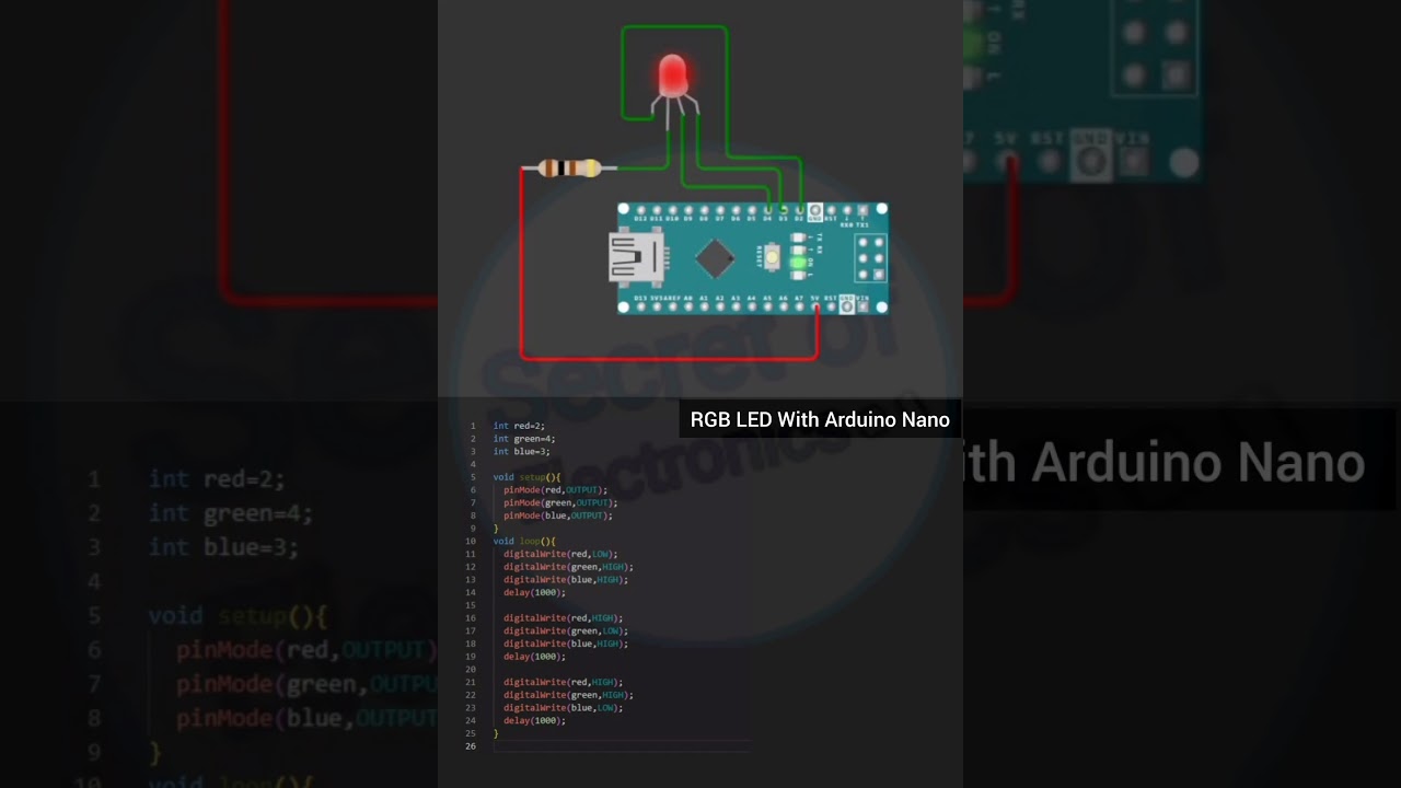 RGB LED With Arduino Nano Using Arduino Programming and Arduino IDE