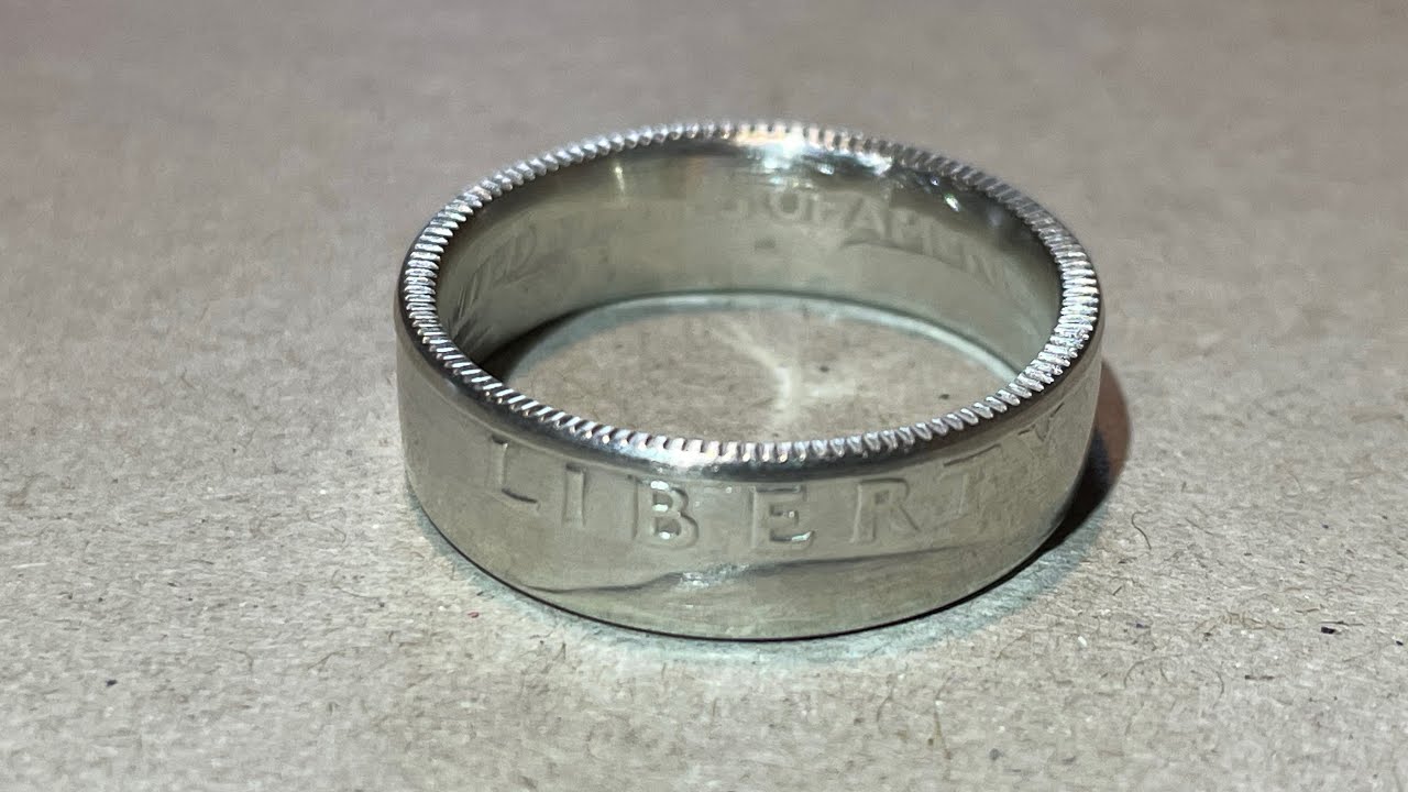1964 Quarter coin ring, 90% silver, size 7