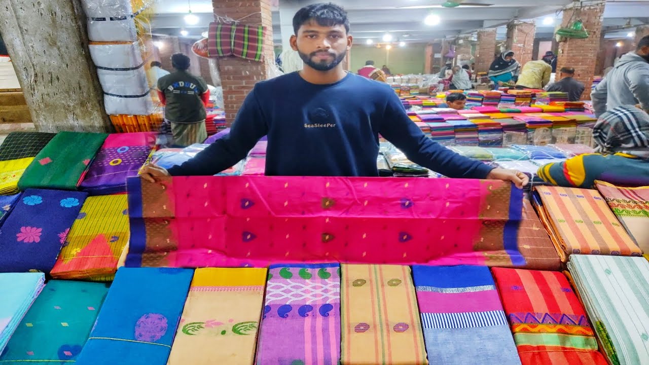 ঐতিহ্যবাহি টাংগাইলের তাঁতের শাড়ী পাইকারি বাজার। tant saree wholesale market Karatia hat Tangail