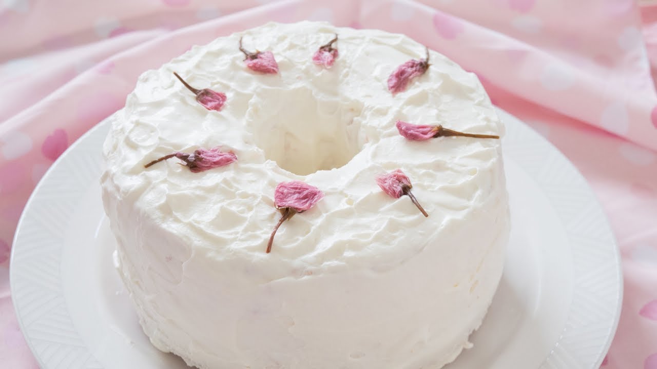 桜の風味たっぷり! 桜シフォンケーキ 🌸SAKURA Chiffon cake