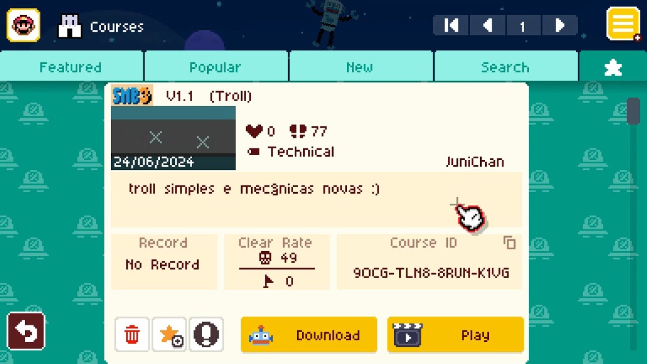 playing V1.1 by JuniChan | SMMWE troll level *0 edits*