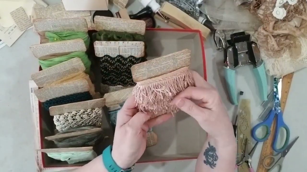 Junk Journal Craft Room Studio Organization DIY Lace Ribbon Holder Cards and Alternatives