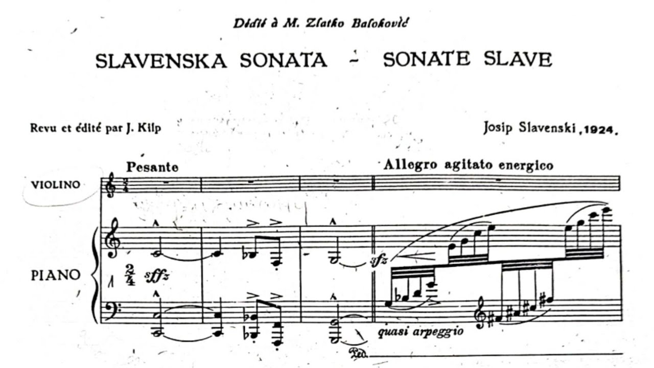 Josip Slavenski - Slavenska sonata (Slavic Sonata) for Violin and Piano (1924) (Score Video)