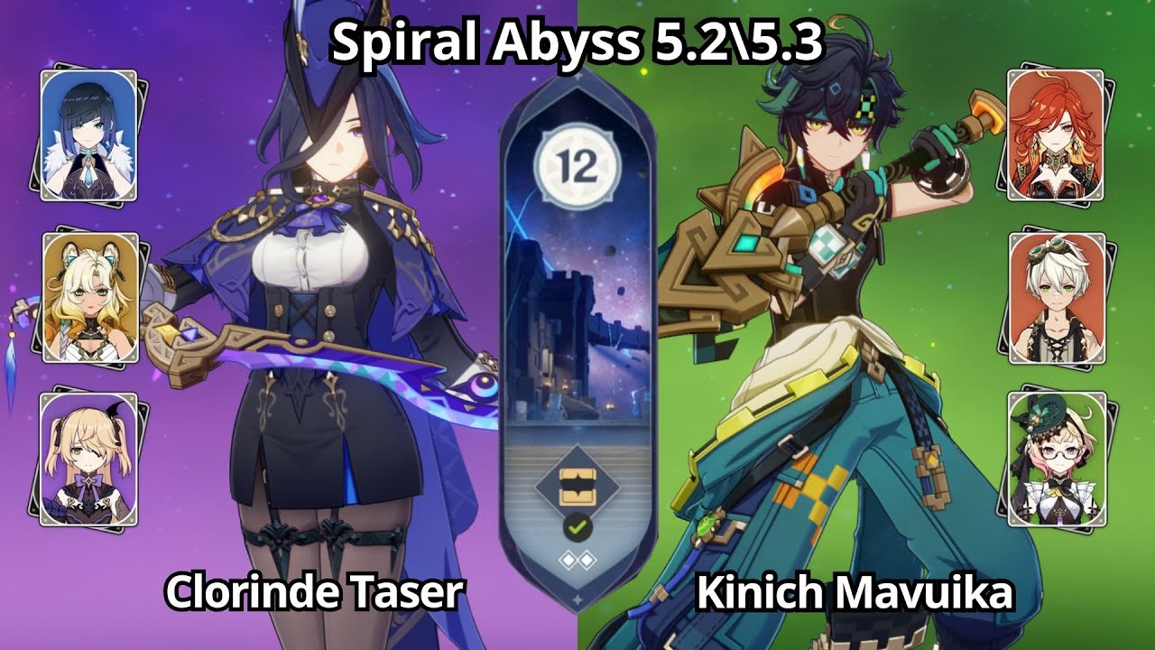 C0 Clorinde Taser & C0 Kinich Mavuika Burn - Spiral Abyss 5.2\5.3 Floor 12 Genshin Impact
