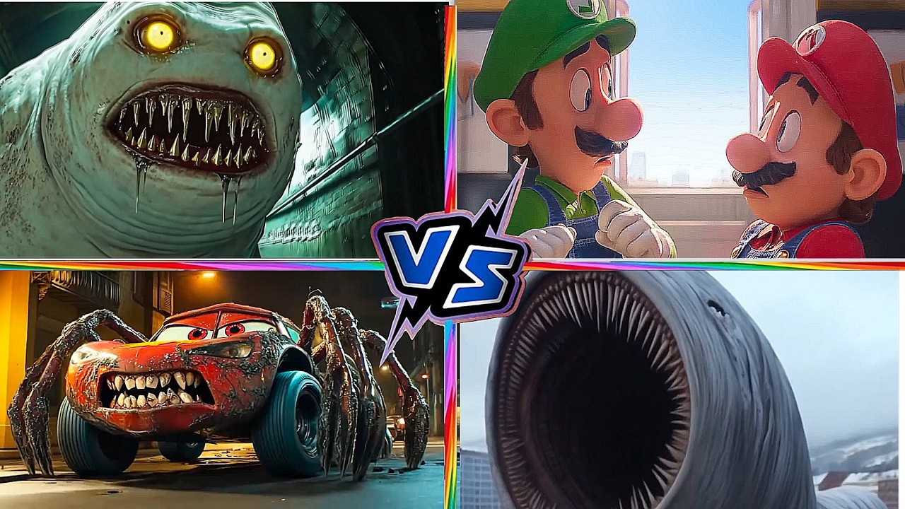 McQueen MONSTER VS SUPER Mario VS Head Eater VS  Train EATER Tiles Hop EDM Rush 🎮 6
