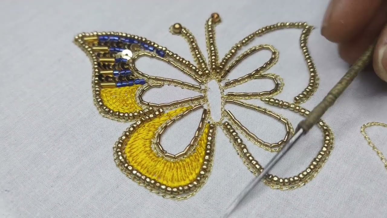 Aari Work Butta Design ||  Embroidery Designs ✨✨@rajani'saaridesigns