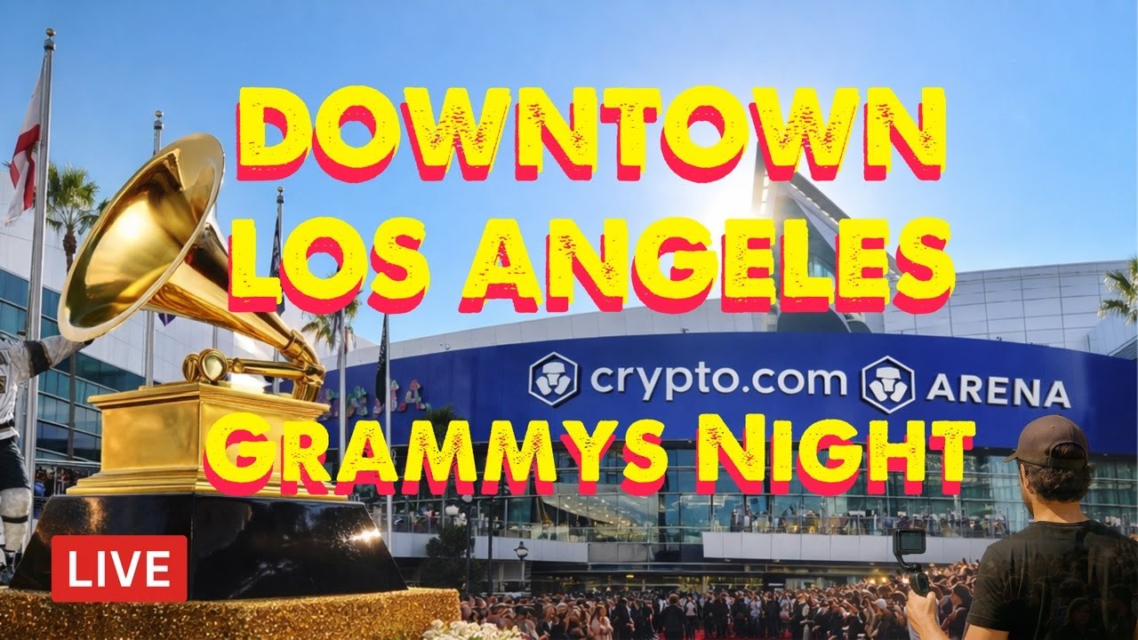 LIVE Downtown LA Walk• Grammys Night Outside Crypto.com Arena | LA Live Cam