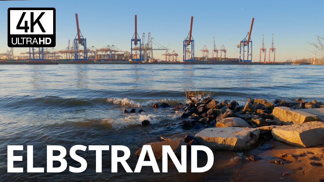 Elbstrand Spaziergang, Neumühlen/Övelgönne über Strandperle bis Teufelsbrück, Hamburg 4K, Germany