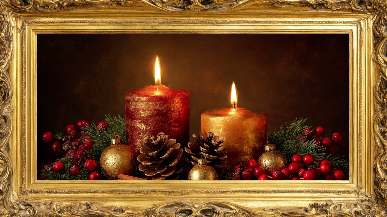 Enchanting Christmas Candle Glow | Cozy Holiday TV Wallpaper Art