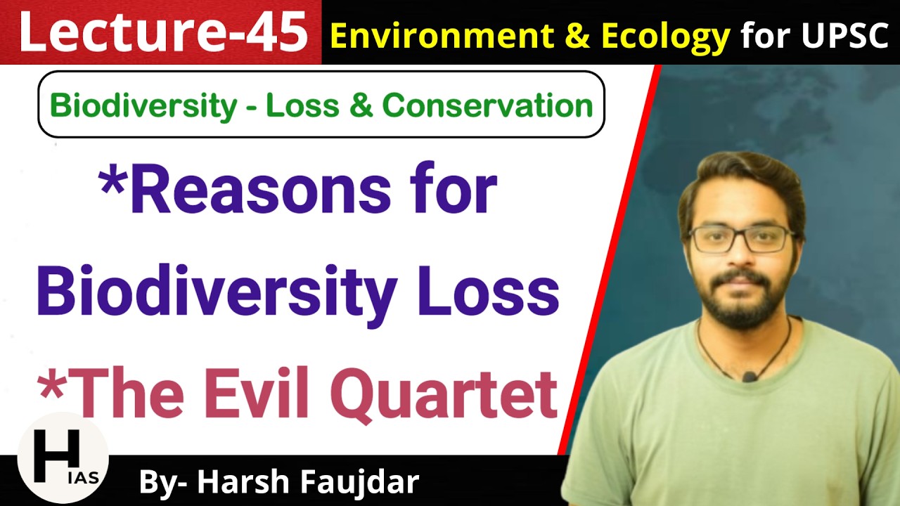 E45: Reasons for Biodiversity Loss (The Evil Quartet) | Environment for UPSC