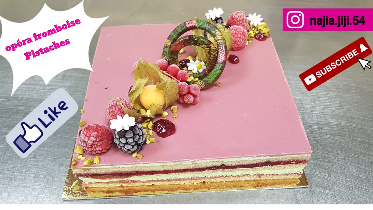 Gâteaux Opéra Fromboise Pistaches👌🌹 par chef najia 👌🌹