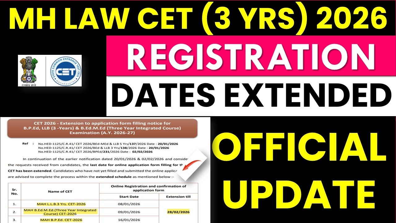 MH LAW CET (3 Yrs) Registration Dates Extended | Official Update| mhlawcet Registration Process 2026