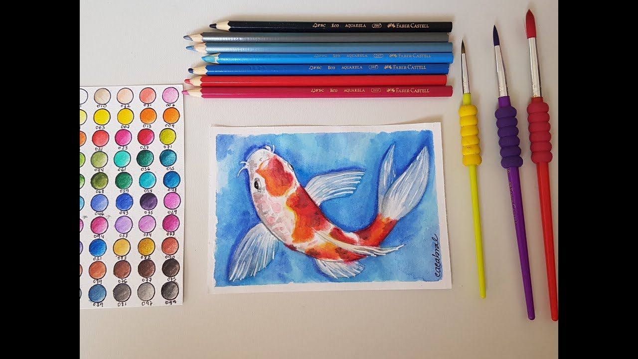 Desenhando Peixe com lápis Aquarelavel