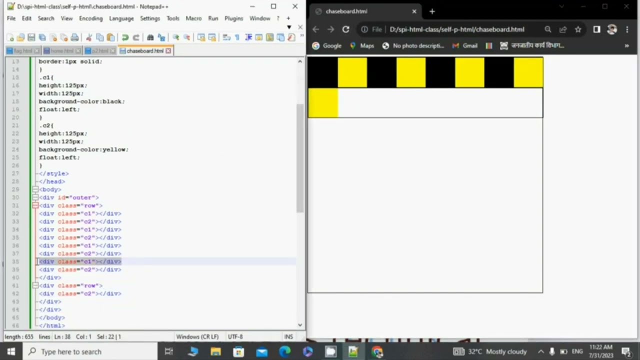 chess board, draw chess board using HTML & CSS
