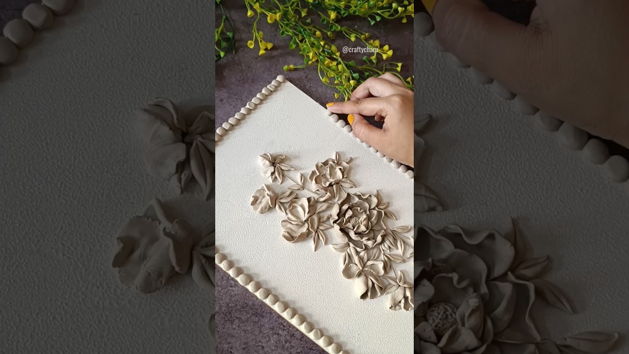 creative clay floral wall decor art🫶🌸#diy #clay #homedecor #airdryclay #clayart