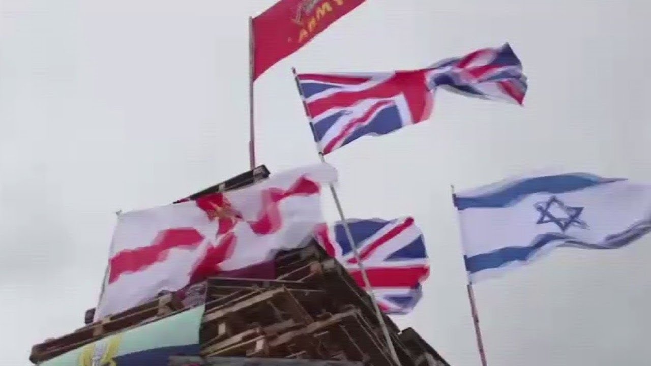 Northern Irish Catholics Burn Israeli Flags